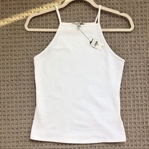 White high neck cami tank